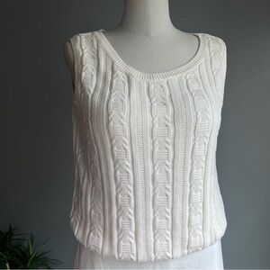 Jones New York Winter White Cable Knit Sweater Size Medium